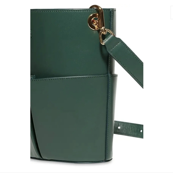 RSVP Paris Low Five Forest Green Calfskin Bucket Bag - Picture 4 of 6